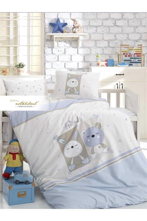 İyi Geceler İstanbul Friends Mavi Bebek Pamuk Nevresim Takımı