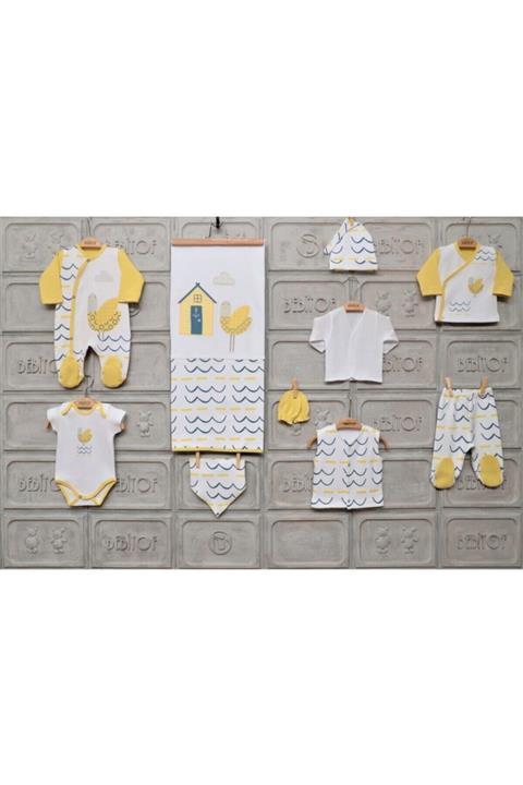Bebitof Erkek Bebek Beyaz Kuşlu 10lu Set