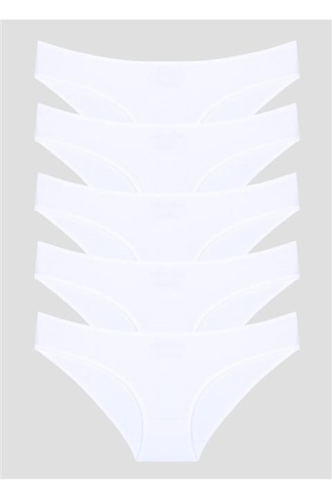 NACAR STORE Kadın Beyaz 5'lı Paket Slip Külot