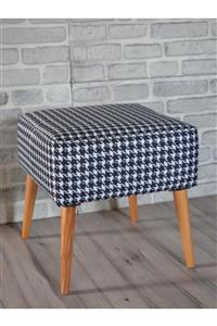 WEBPANYA Desire Ağaç Ayak Kare Puf Bench Kazayağı Desenli