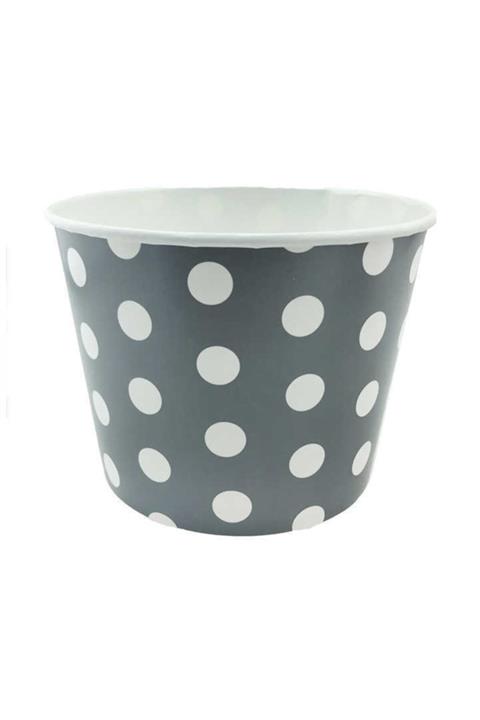 Acar Süs Misir Kutusu Puantiyeli Yuvarlak 16x12 Gümüş ( 8 Adet )