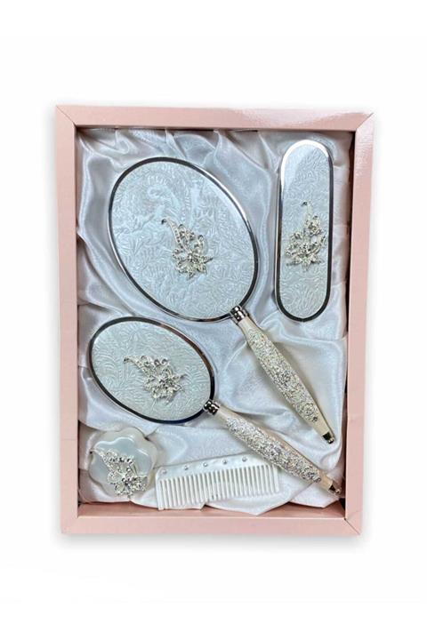 GÜLÜM 701 Çengel Beyaz Ayna Tarak Seti