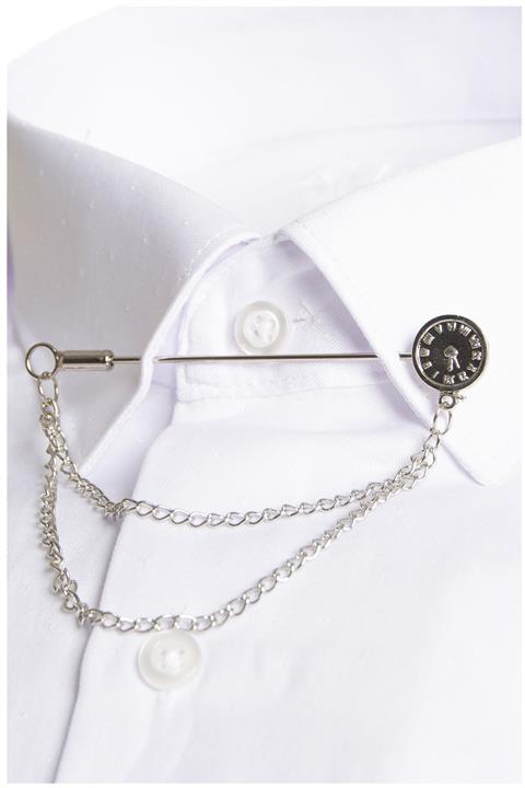 DeepSEA Gümüş Saat Tokalı Gömlek Yaka Zinciri 2202049