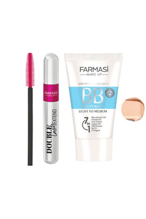 Farmasi Double Lash Extend Çift Etkili Maskara+ Bb Krem Açıktan Ortaya 50 ml 02(2'li Set)