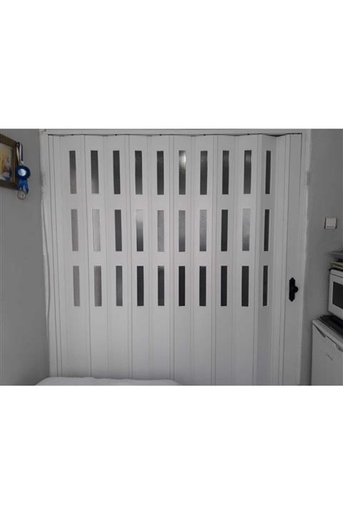 FARAN DEKORASYON Beyaz Camlı Akordiyon Kapı 158*185