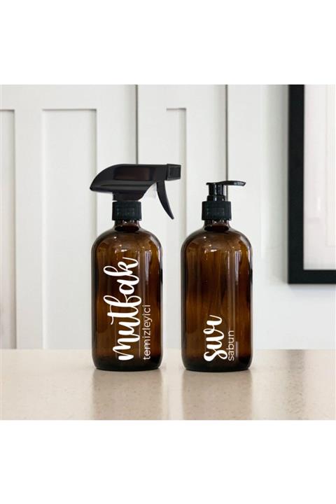 BLS Home Amber Cam Şişe - Mutfak Temizleyici & Sıvı Sabun 2'li Set - 500 Ml.