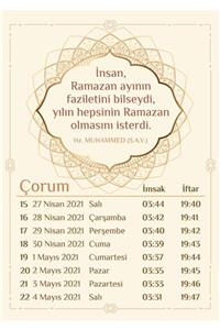 Yaprak Hediyelik Çorum Için 2021 Ramazan Imsakiyesi