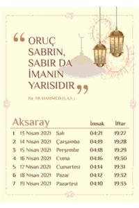 Yaprak Hediyelik Aksaray İçin 2021 Ramazan İmsakiyesi