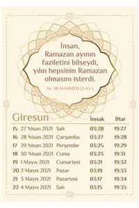 Yaprak Hediyelik Giresun Için Ramazan Imsakiyesi