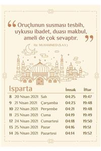 Yaprak Hediyelik Isparta Için 2021 Ramazan Imsakiyesi