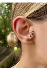 Okkostore Kadın Silver Renkli Kalpli Ok Halka Tragus Kıkırdak Piercing