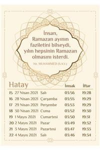 Yaprak Hediyelik Hatay İçin 2021 Ramazan İmsakiyesi