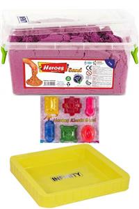 HEROES 5kg Kinetik Kum Pembe, Büyük Kum Havuzu Ve Tarihi Yapı Kum Kalıpları Seti