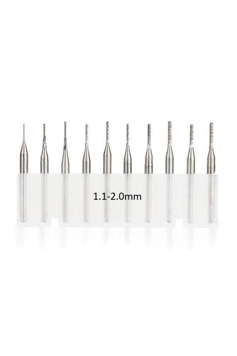 Profisher Tungsten Karbür Pcb Kesme Oyma Cnc Freze Uç 1.1-2.0mm 10lu Set
