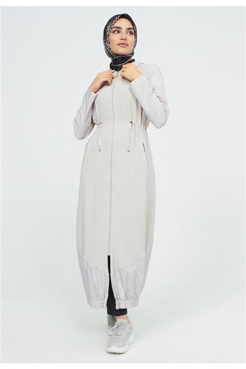 Setrms Beli Bağcıklı Kapüşonlu Pardesü