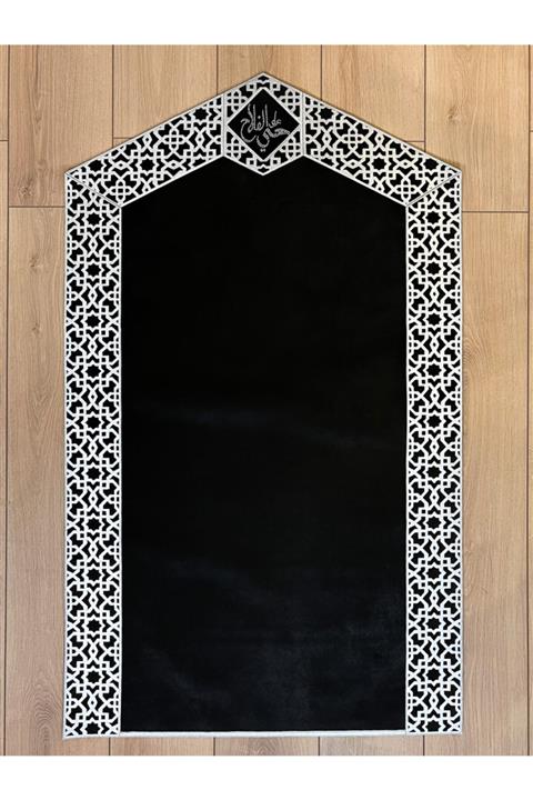 Creativehome Ottoman Siyah Seccade, Çift Taraflı Kadife, El Yapımı, Lüks, Kaymaz Taban, Çeyizlik