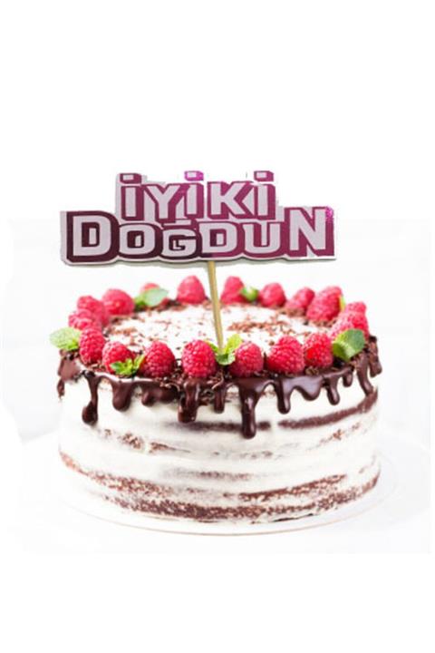 HİLALSHOP Parti Pembe Renk Iyiki Doğdun Yazılı Kürdan Süsü 2 Adet 8x8 Cm