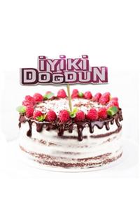 HİLALSHOP Parti Pembe Renk Iyiki Doğdun Yazılı Kürdan Süsü 2 Adet 8x8 Cm