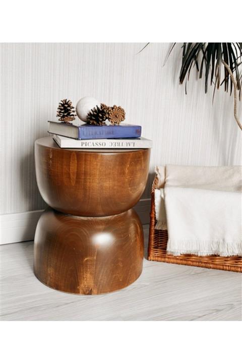 BEKALIVING Pera %100 Ihlamur Ağacı Masif Sehpa Tabure Komidin Saksılık