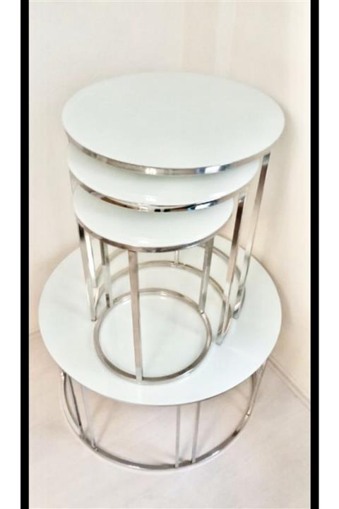 Yagmurshopp Zigon Sehpa Beyaz Takım