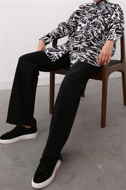 ALLDAY Siyah Gri Desenli Gömlek Tunik