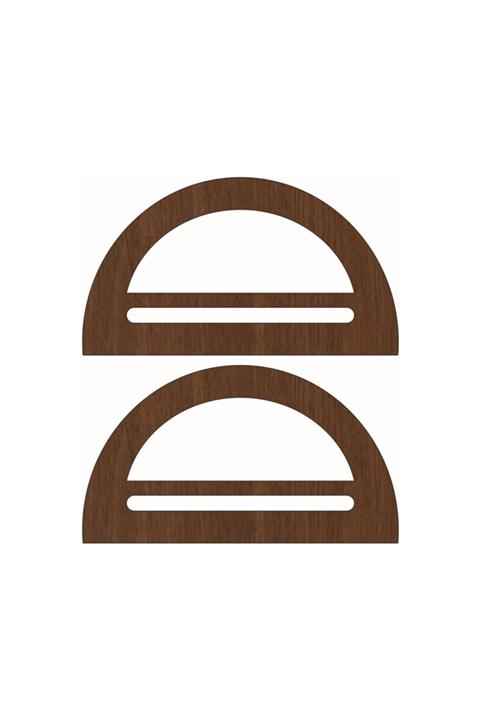 saray lazer Toptan Ahşap Çanta Kulp Model 17 - 16x9 - Hisar Ceviz - 24 Çift