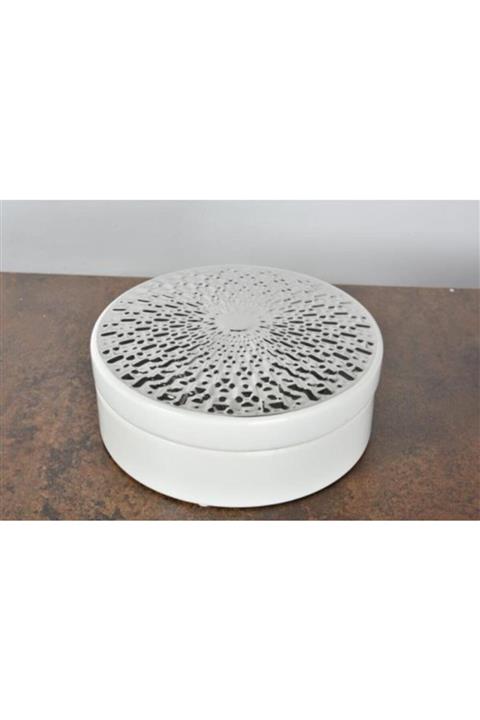 SETABIANCA Seta Prowhıte Round Dekor Şekerlik Gümüş Büyük