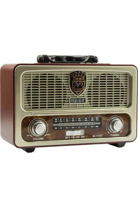 YAŞARMEDYA Meier M-111bt Nostaljik Ahşap Retro Fm Radyo Usb Sd Bluetooth