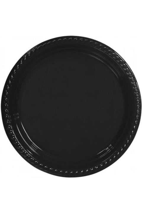 GypsyCat Parti Aksesuar Siyah Plastik Tabak 22 cm 25 Adet