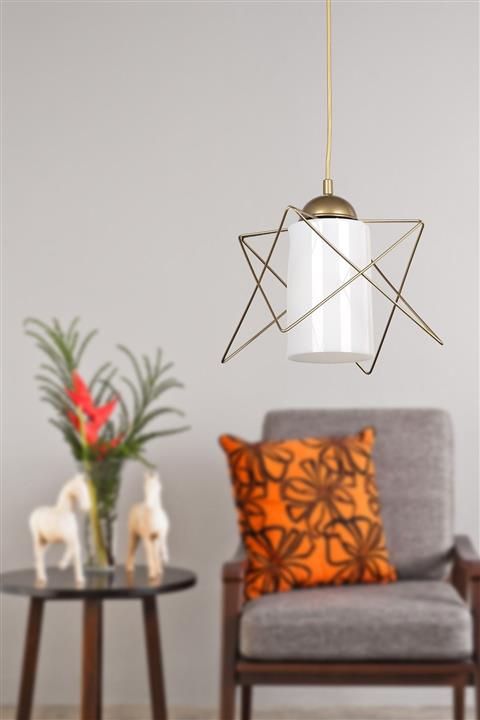 Begüsa Modes Tekli Eskitme Beyaz Akrilik Avize