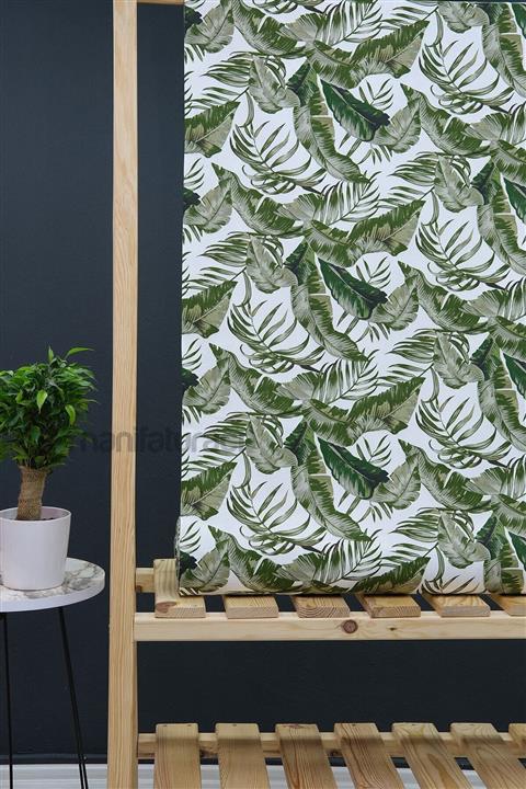 Wella Home Yaprak Desenli Panama Duck Bezi Keten Kumaş