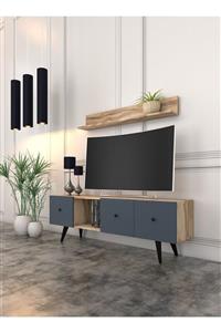 Cool Home Coolhome Tarz Tv Ünitesi Antrasit-valencia (160 CM) - Duvar Raflı Kitaplıklı