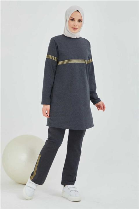 BURCU TESETTÜR Ikili Eşofman Takımı Antrasit