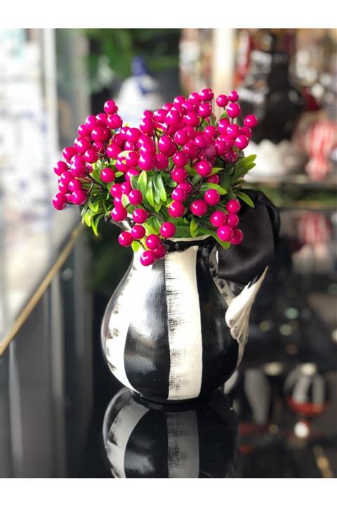 TASARIMHMODA Pembe Kokinalı Çizgili Sürahi Vazo