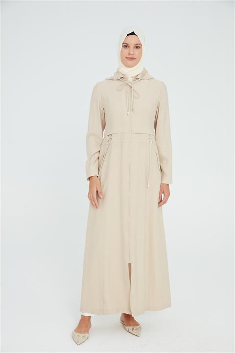 Nihan Belden Büzgü Detaylı Pardesü Taş