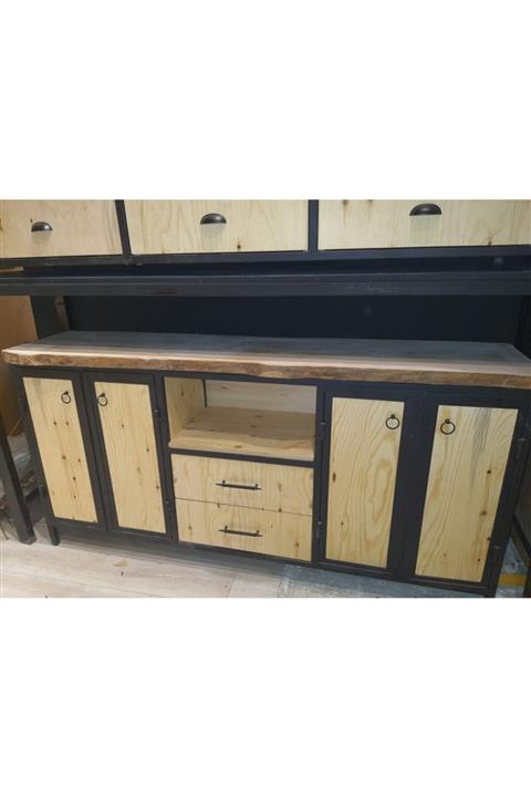 Ömür Parke Metal Ayaklı Ahşap Konsol