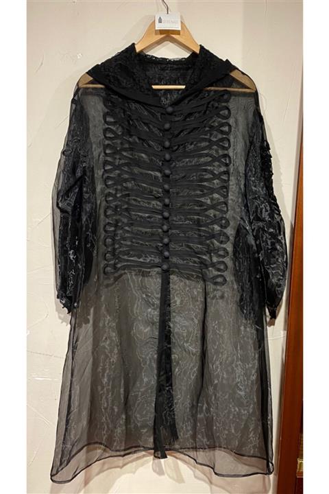 Serenad Galata Kadın Siyah Tasarım Kapşonlu Tasarım Transparan Üst.