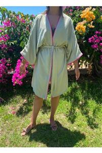 Minou.sz Kadın Yeşil Keten Kimono