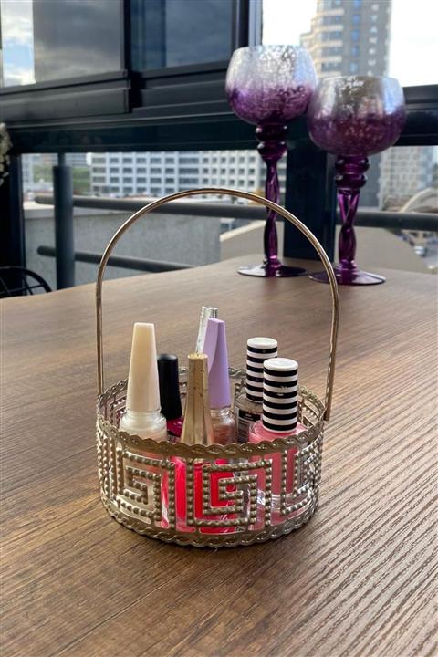 Manor 11 Cm Aynalı Gümüş Kaplama Metal Mini Organizer