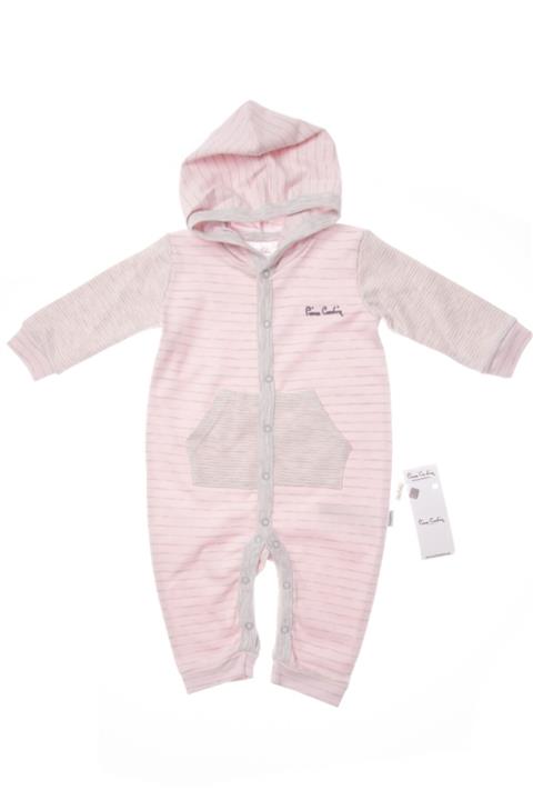Pierre Cardin Baby Kız Pembe Çizgili Kapüşonlu Cepli Pierre Cardin Tulum Nimu Baby