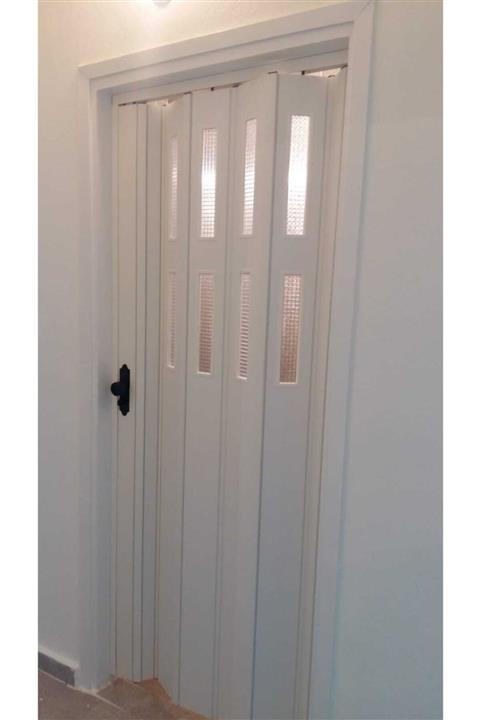 FARAN DEKORASYON Beyaz 2 Sıra Camlı Akordiyon Kapı 158x200