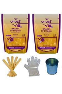 Vivet Vivet Granül Ağda Natürel Yedek 250gr+ Yedek Full Set Cezve Eldiven Spatula 250gr