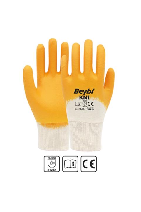 Beybi Kn1 Pamuk Nitril Işçi Eldiveni 9 Numara 12 Çift