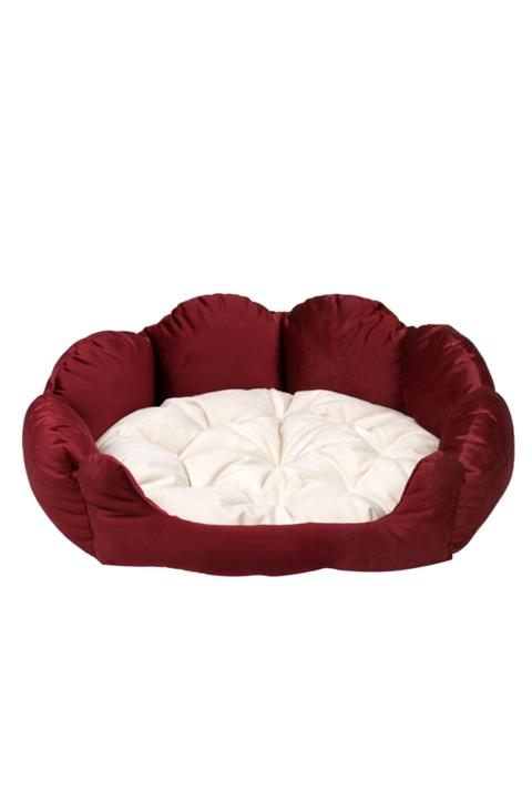 RENKLİ EV TASARIM Papatya Model Bordo Kedi - Köpek Yatakları