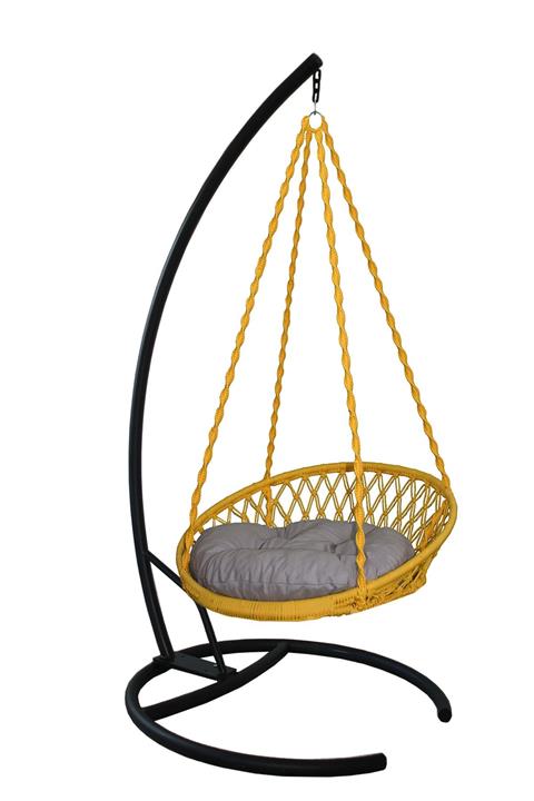 KEYİF SEPETİ Sarı Gri Minderli Relax Salıncak