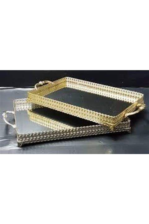 HİFA Dikdörtgen Aynalı Tepsi(gold)