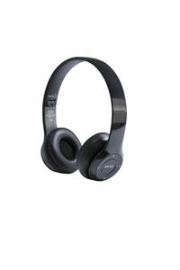 Branzino P47 Wireless Bluetooth Kablosuz Extra Bass Radyolu Katlanabilir Kulaklık Genç Çocuk Siyah