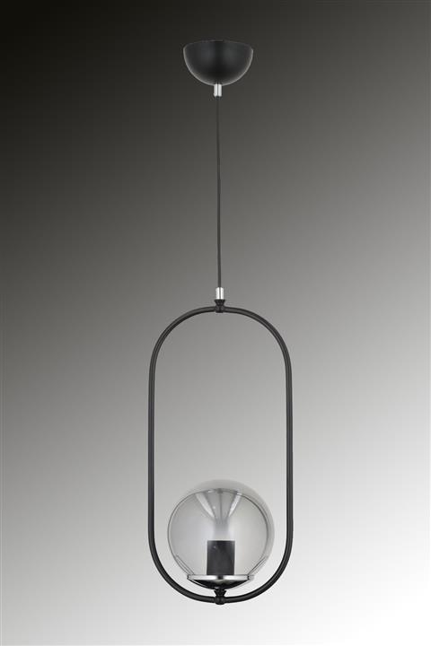 ESSLİGHT Oval Tekli Modern Füme Glop Camlı Sarkıt Avize