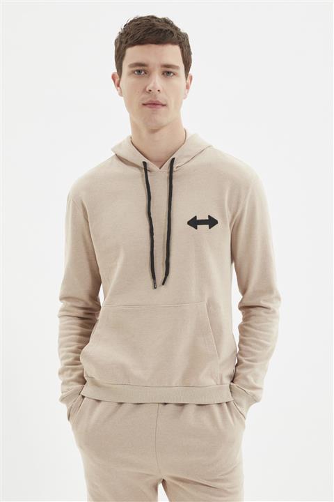 TRENDYOL MAN Bej Erkek Nakışlı Kapüşonlu Regular Fit Eşofman Takımı TMNAW21EM0081