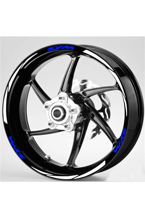 Çınar Extreme Mavi Sym Yazılı 3 Parçalı Reflektif Beyaz [gri] Sym Jant Şeridi Sticker